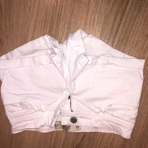 white denim shorts